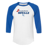 Kansas City Royals Hot Girls 3/4 Royal Blue Sleeve Raglan