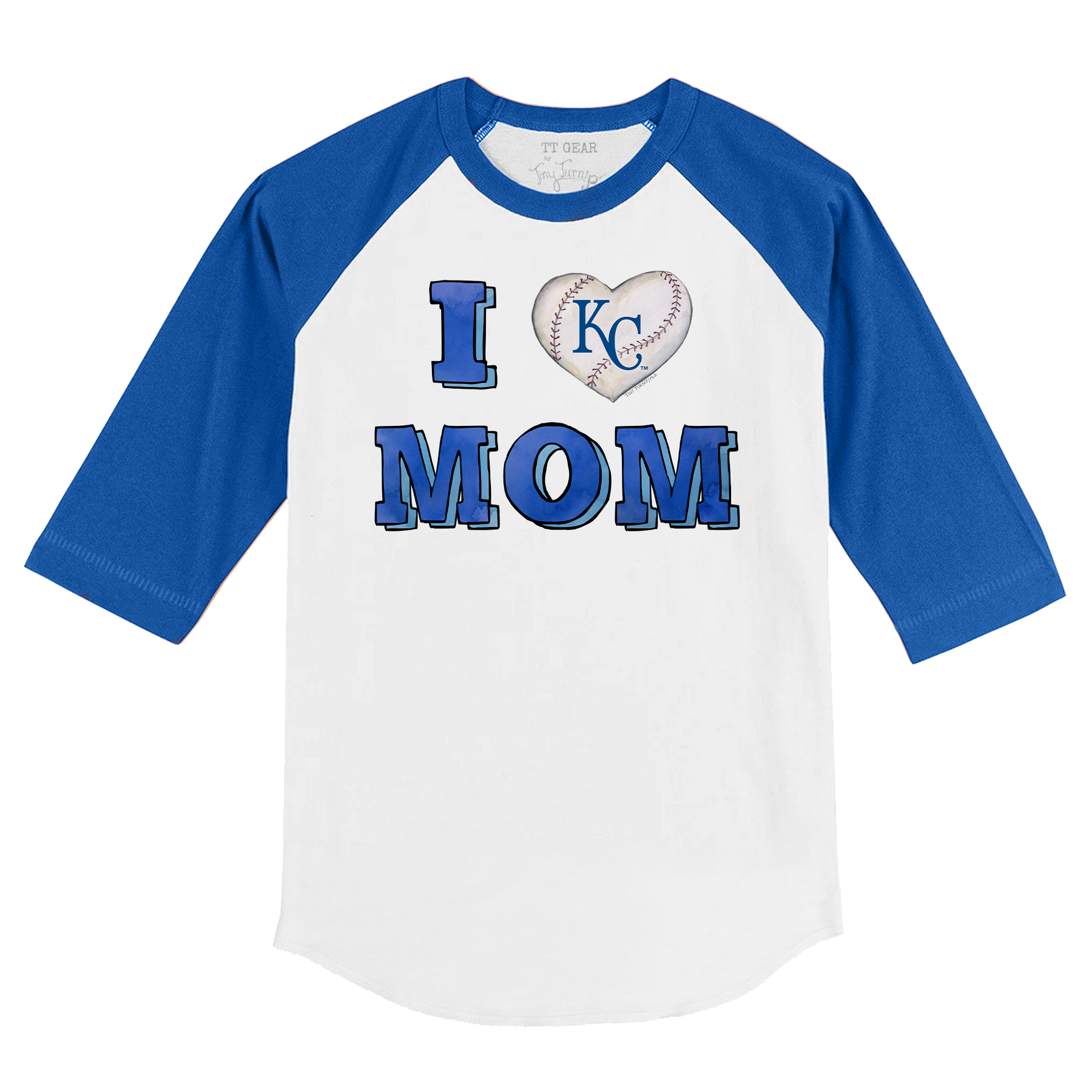 Kansas City Royals I Love Mom 3/4 Royal Blue Sleeve Raglan