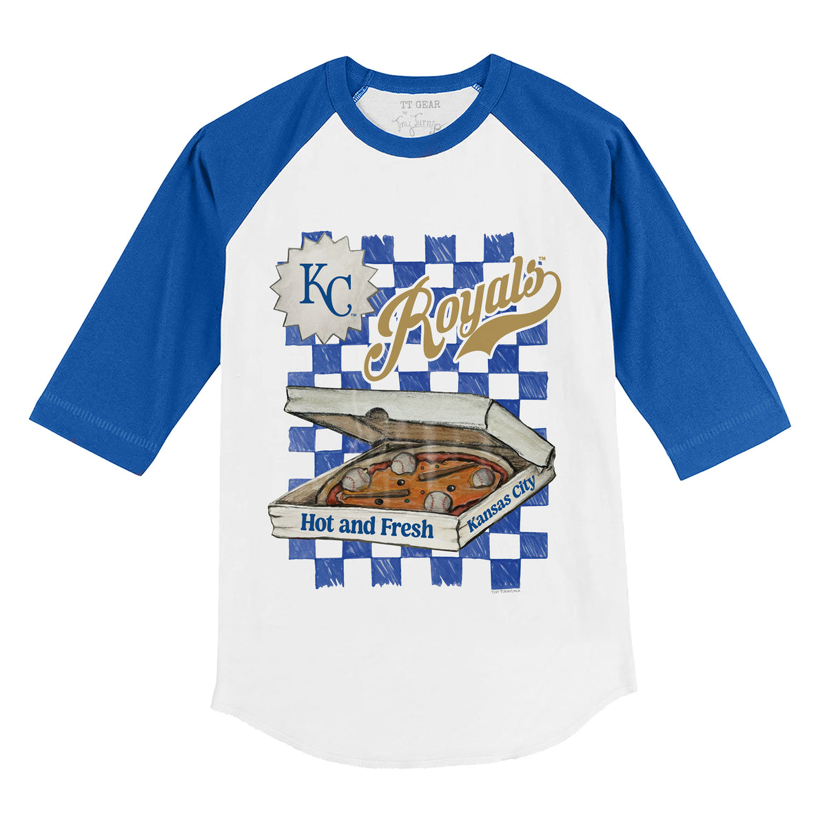 Kansas City Royals Pizza 3/4 Royal Blue Sleeve Raglan