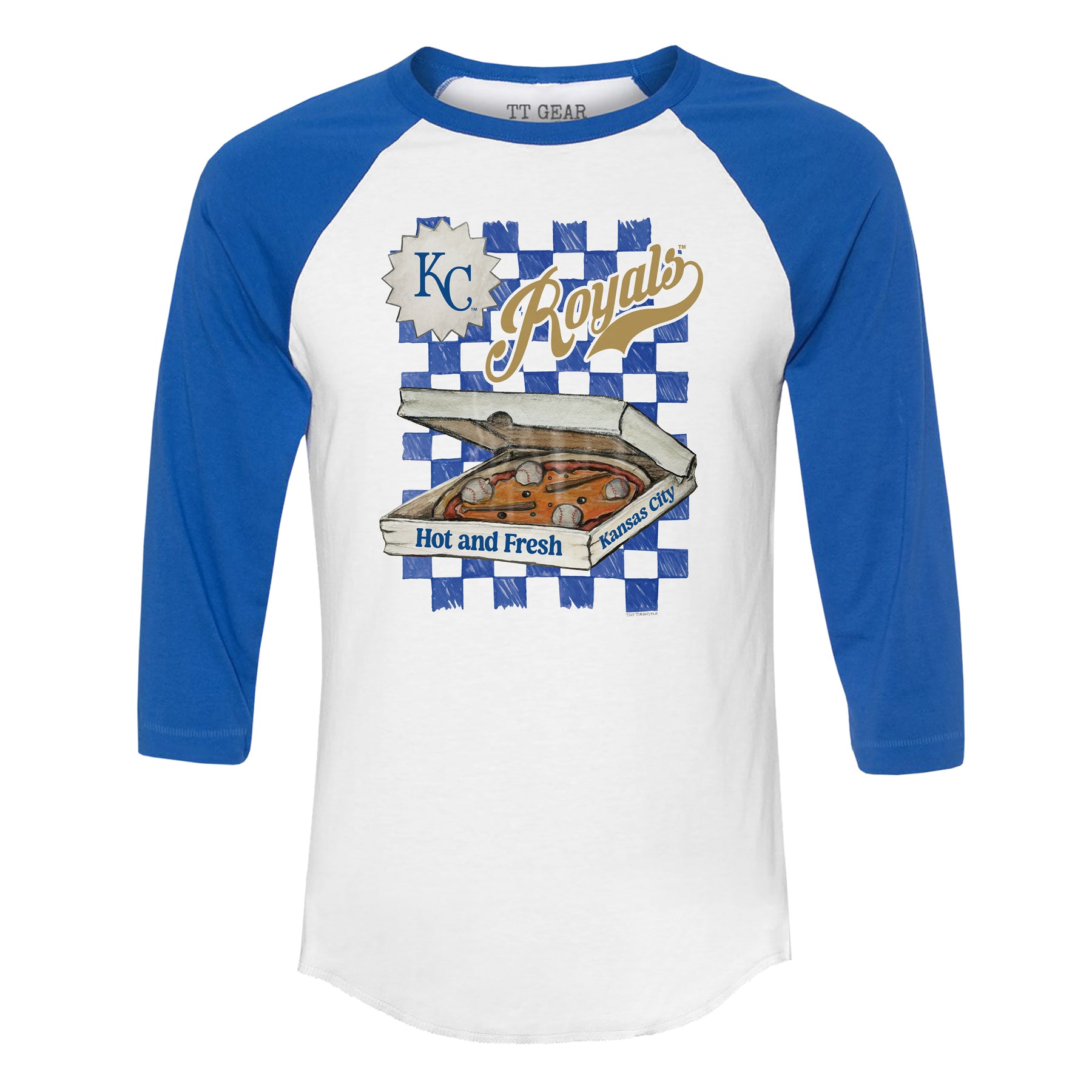 Kansas City Royals Pizza 3/4 Royal Blue Sleeve Raglan