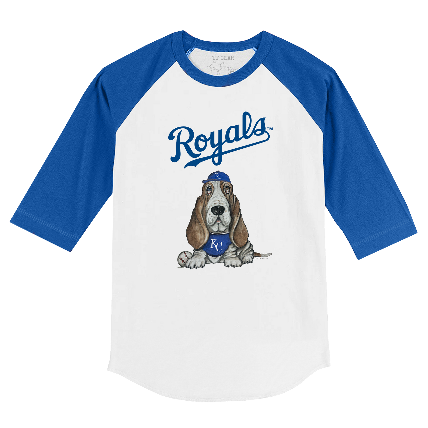 Kansas City Royals Puddy 3/4 Royal Blue Sleeve Raglan - Tiny Turnip