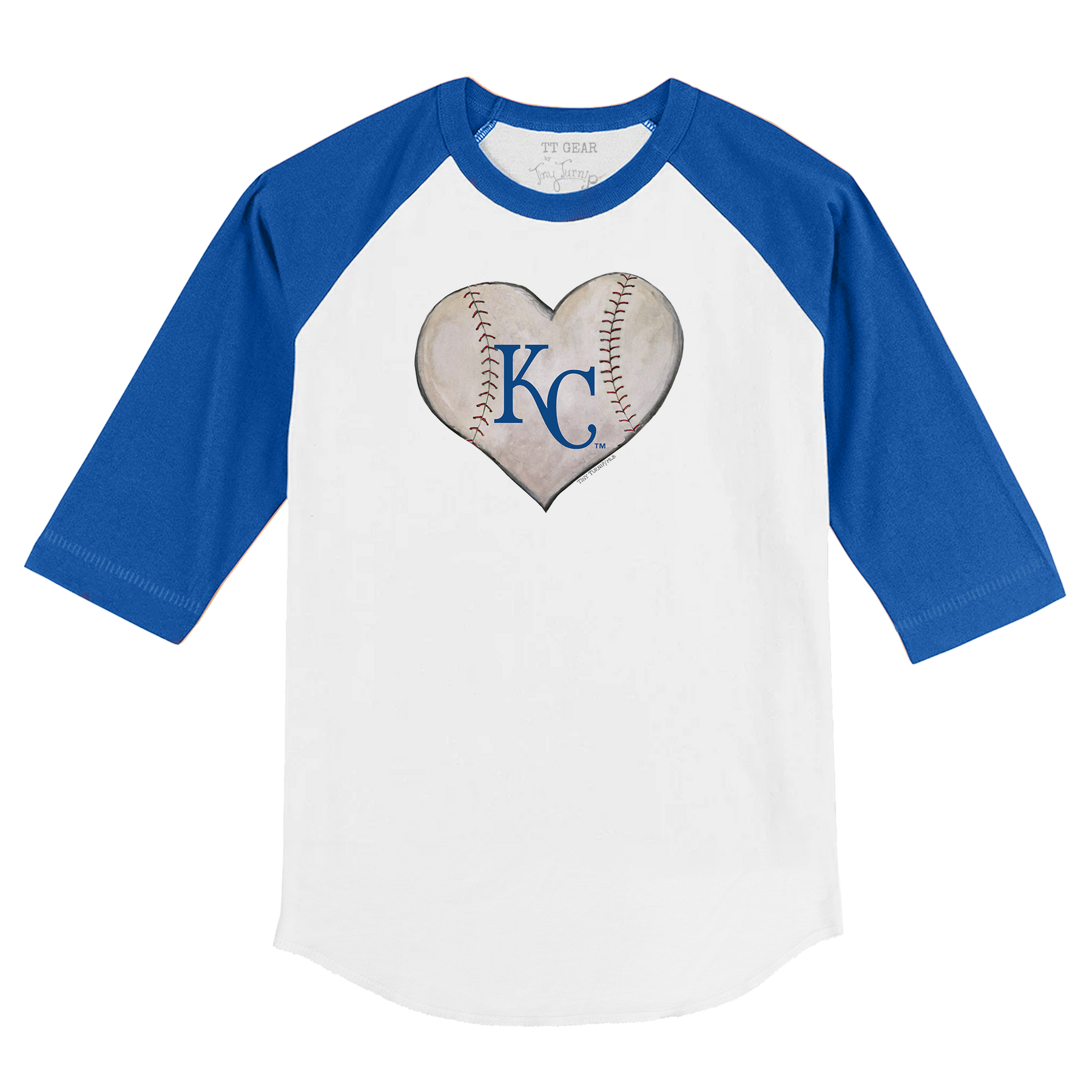 Kansas City Royals Stitched Heart 3/4 Royal Blue Sleeve Raglan - Tiny Turnip