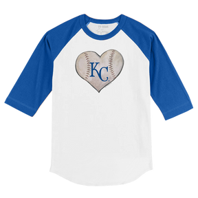 Kansas City Royals Stitched Heart 3/4 Royal Blue Sleeve Raglan - Tiny Turnip
