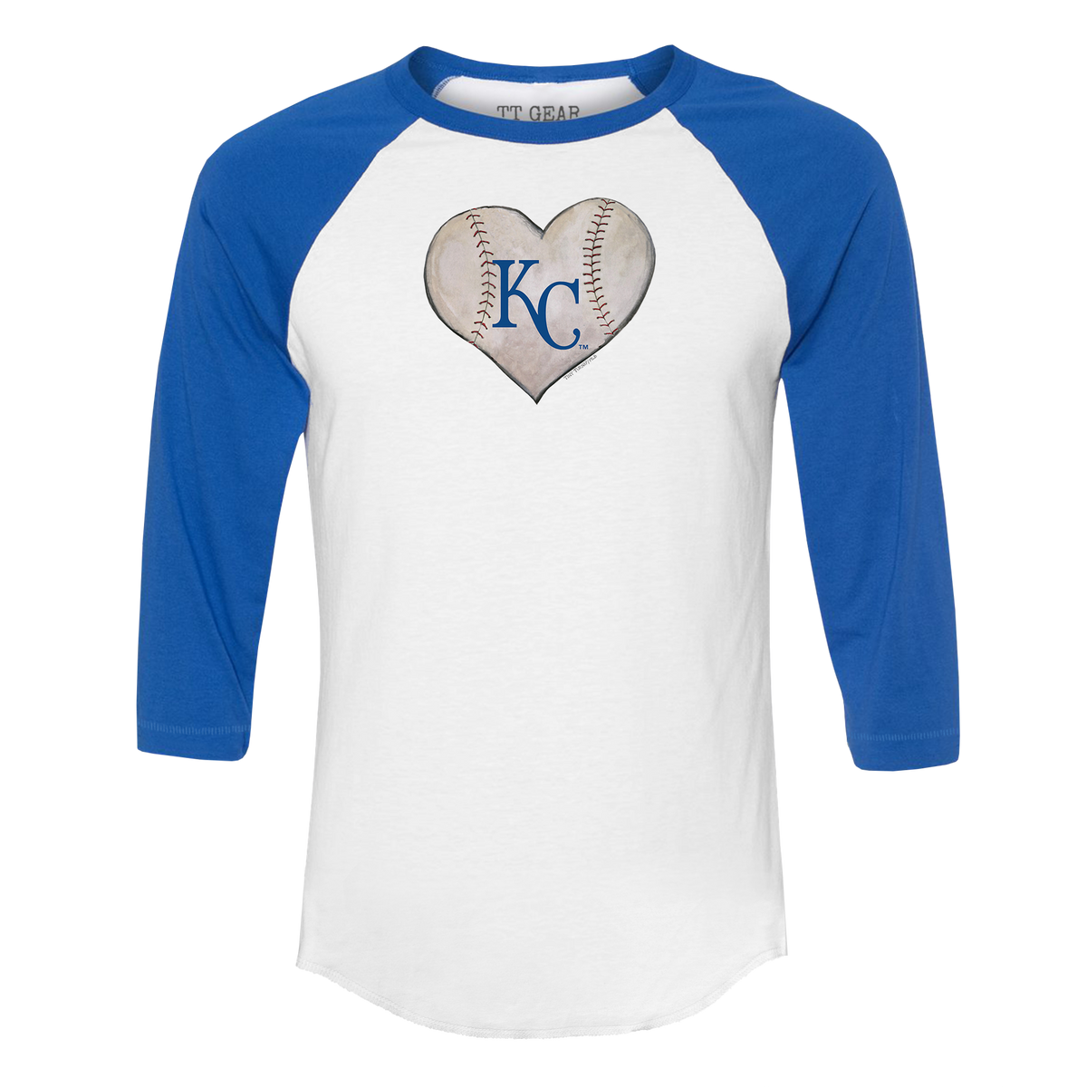 Kansas City Royals Stitched Heart 3/4 Royal Blue Sleeve Raglan - Tiny Turnip