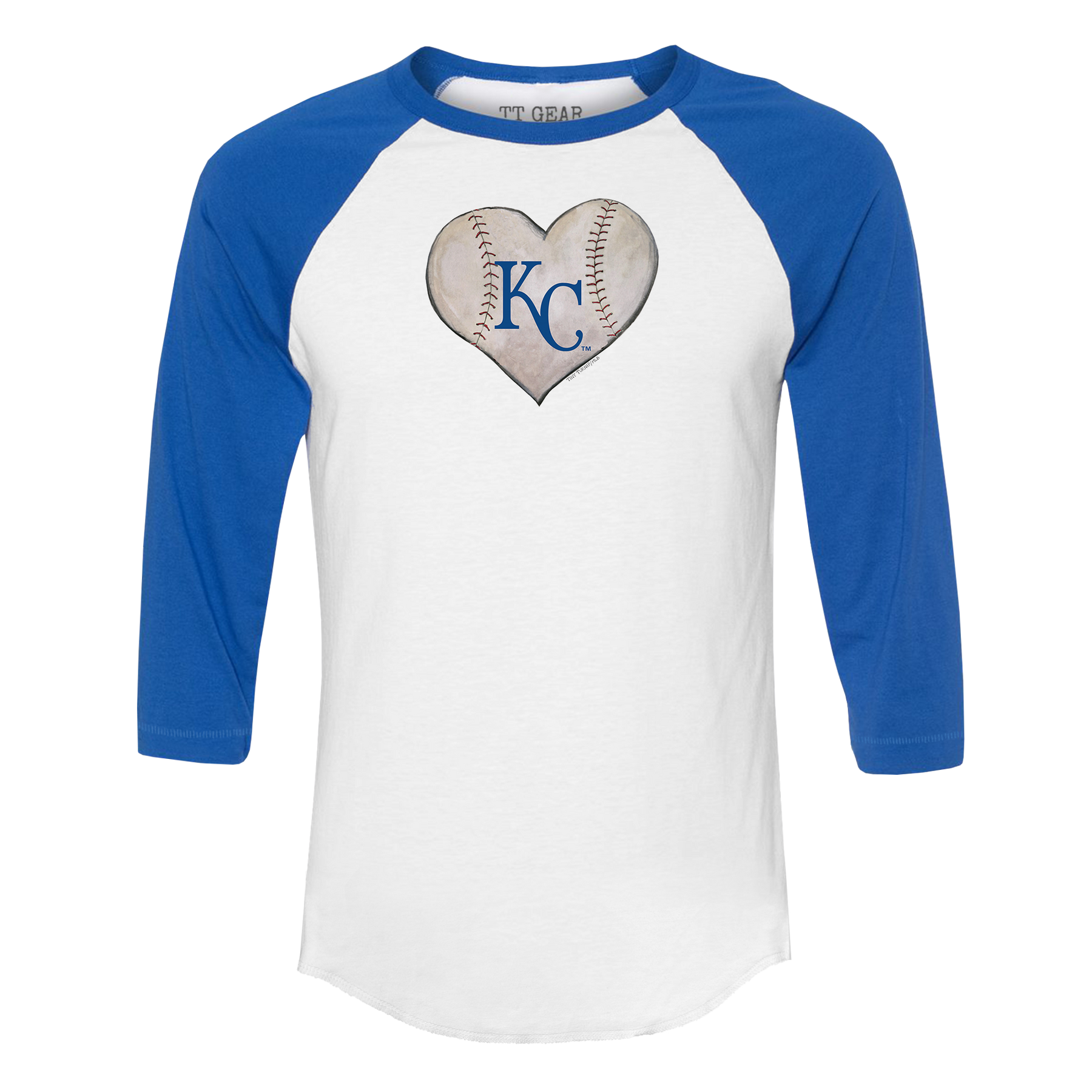 Kansas City Royals Stitched Heart 3/4 Royal Blue Sleeve Raglan - Tiny Turnip