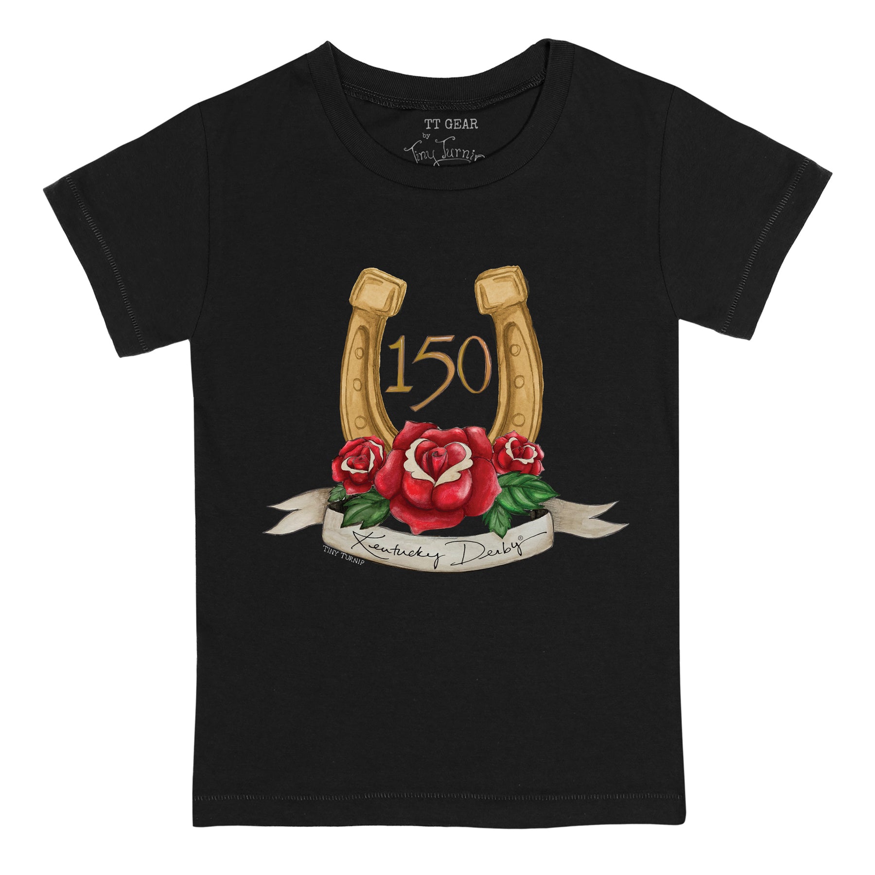 Kentucky Derby 2024 150th Anniversary Gold Horseshoe Tee Shirt