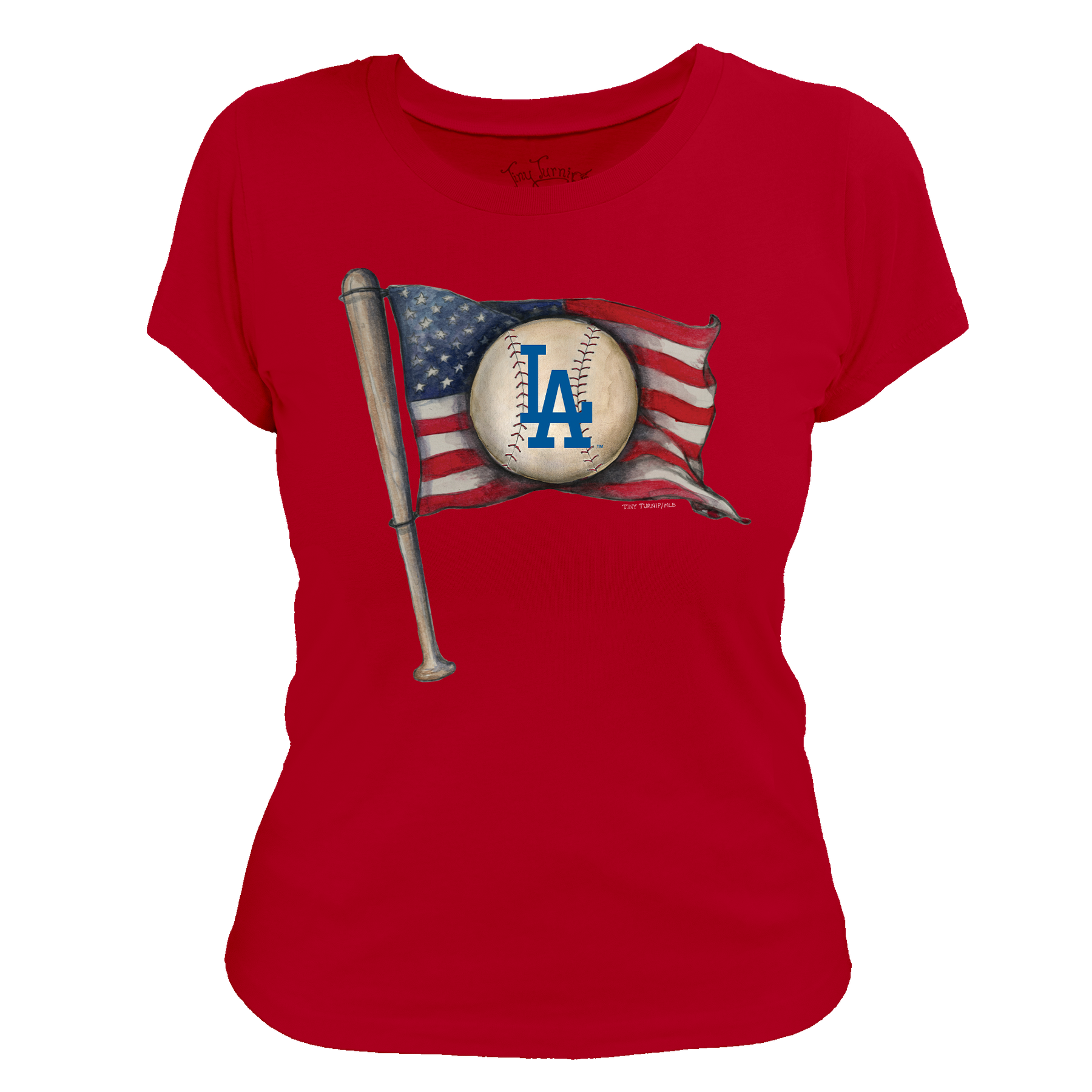 Los Angeles Dodgers Baseball Flag Women's Tee Shirt - Tiny Turnip