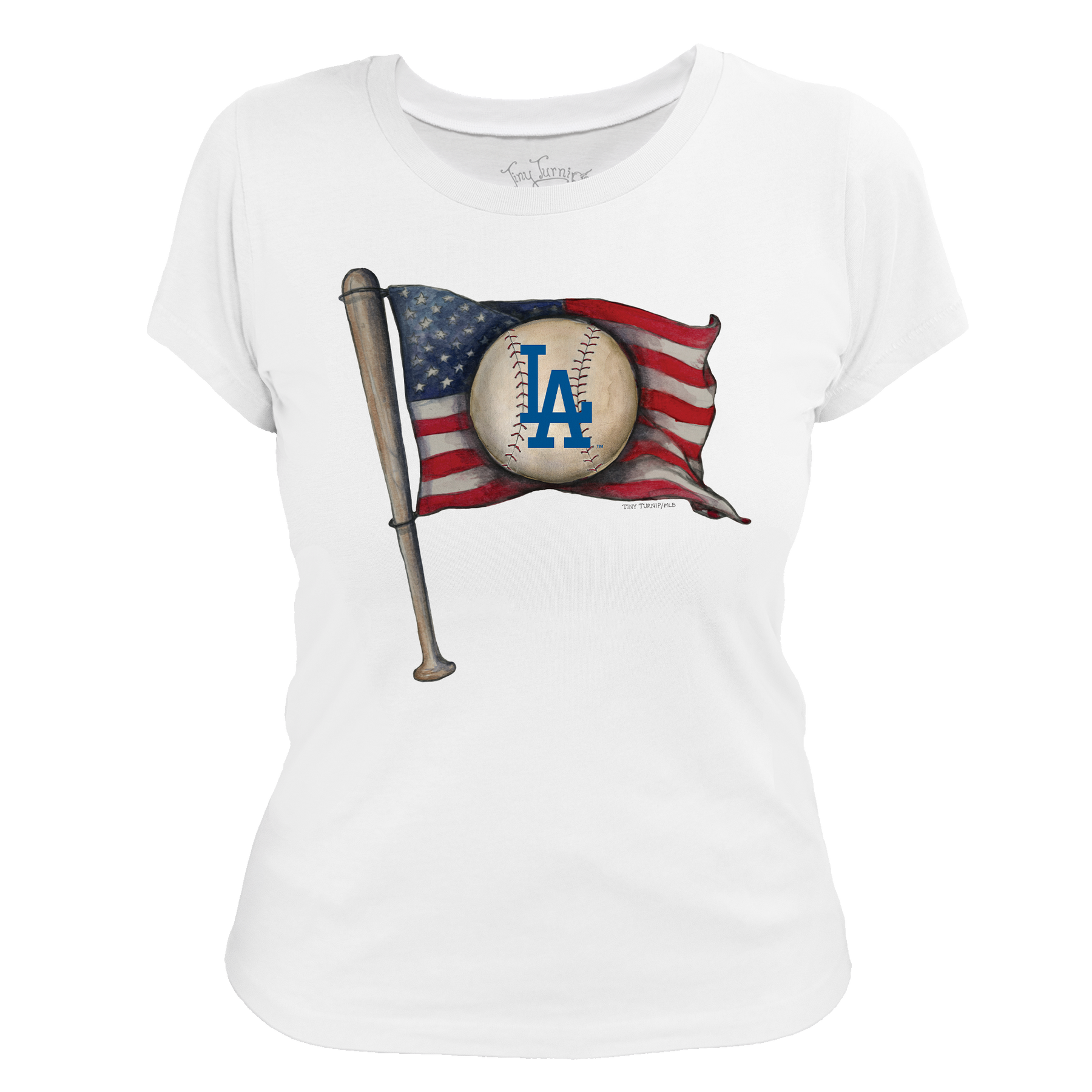 Los Angeles Dodgers Baseball Flag Women's Tee Shirt - Tiny Turnip