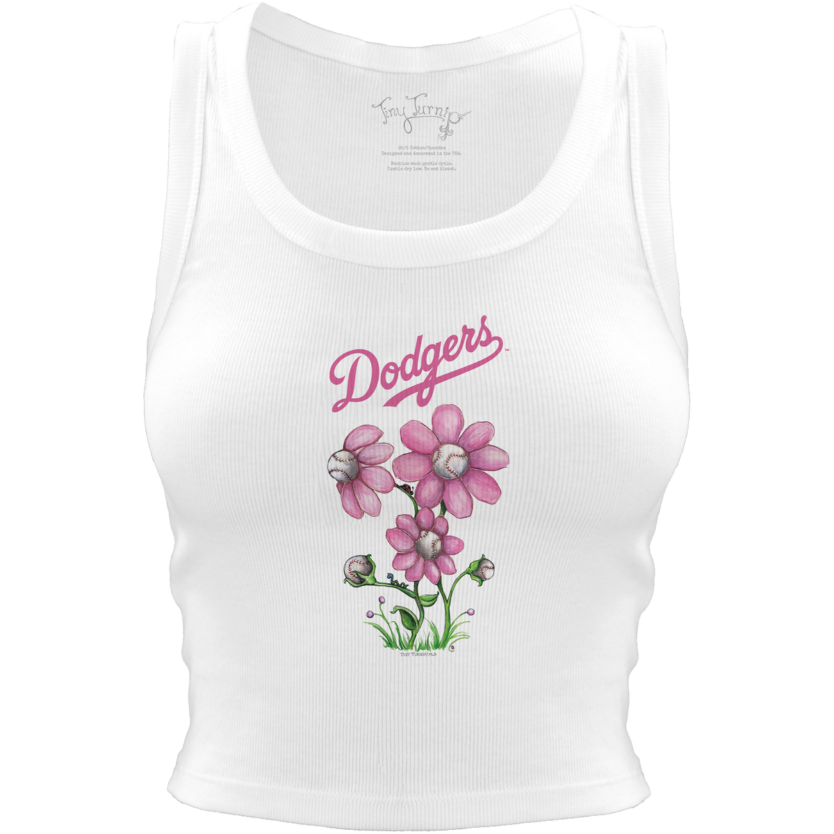 Los Angeles Dodgers Blooming Baseballs Crop Tank - Tiny Turnip