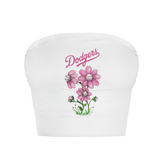 Los Angeles Dodgers Blooming Baseballs Crop Tube Top - Tiny Turnip