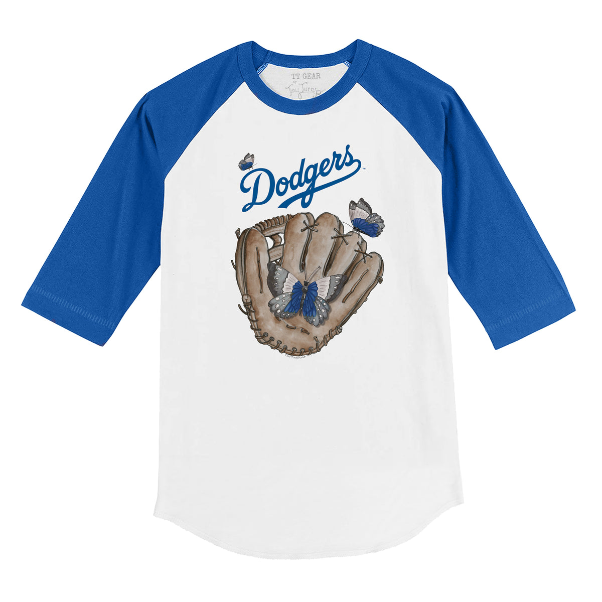 Los Angeles Dodgers Butterfly Glove 3/4 Royal Blue Sleeve Raglan