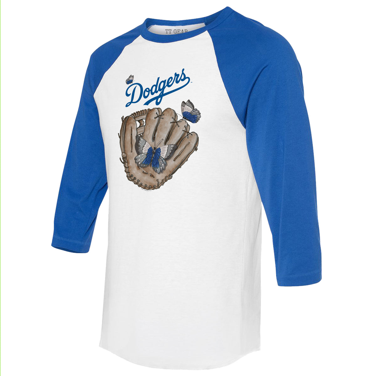 Los Angeles Dodgers Butterfly Glove 3/4 Royal Blue Sleeve Raglan