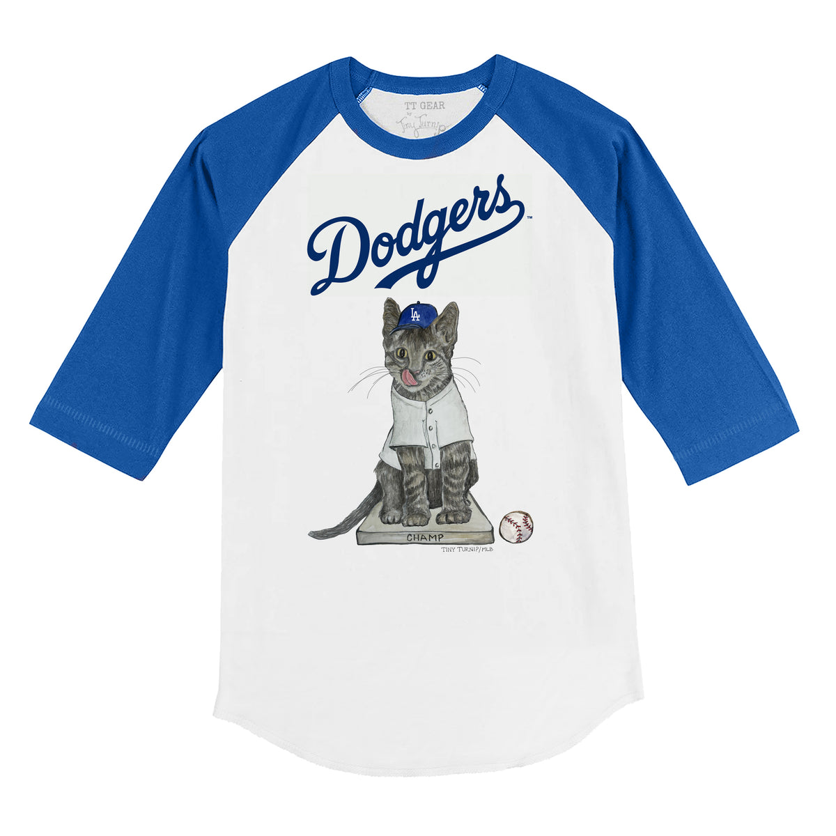 LA Dodgers Chelsea Freeman Champ the Cat 3/4 Royal Blue Sleeve