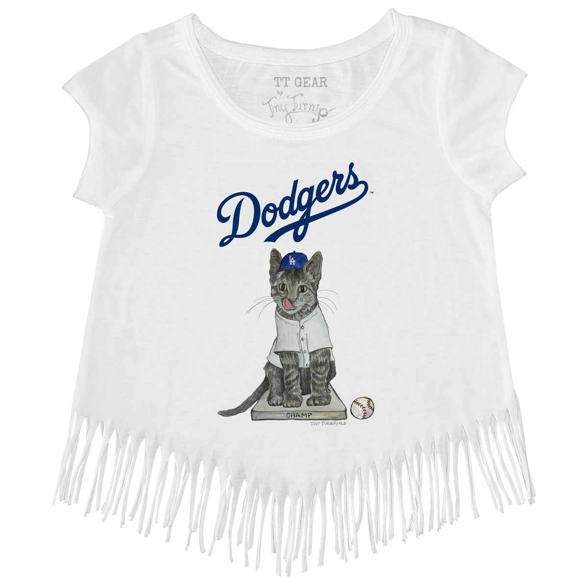 LA Dodgers Chelsea Freeman Champ the Cat Fringe Tee