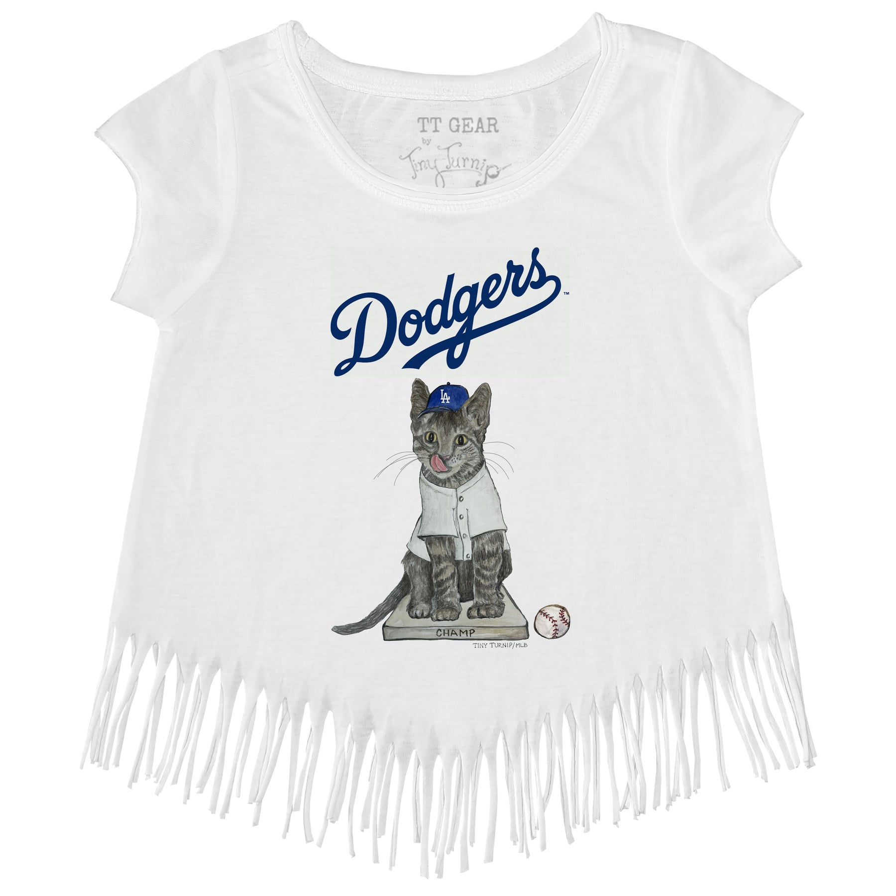 LA Dodgers Chelsea Freeman Champ the Cat Fringe Tee