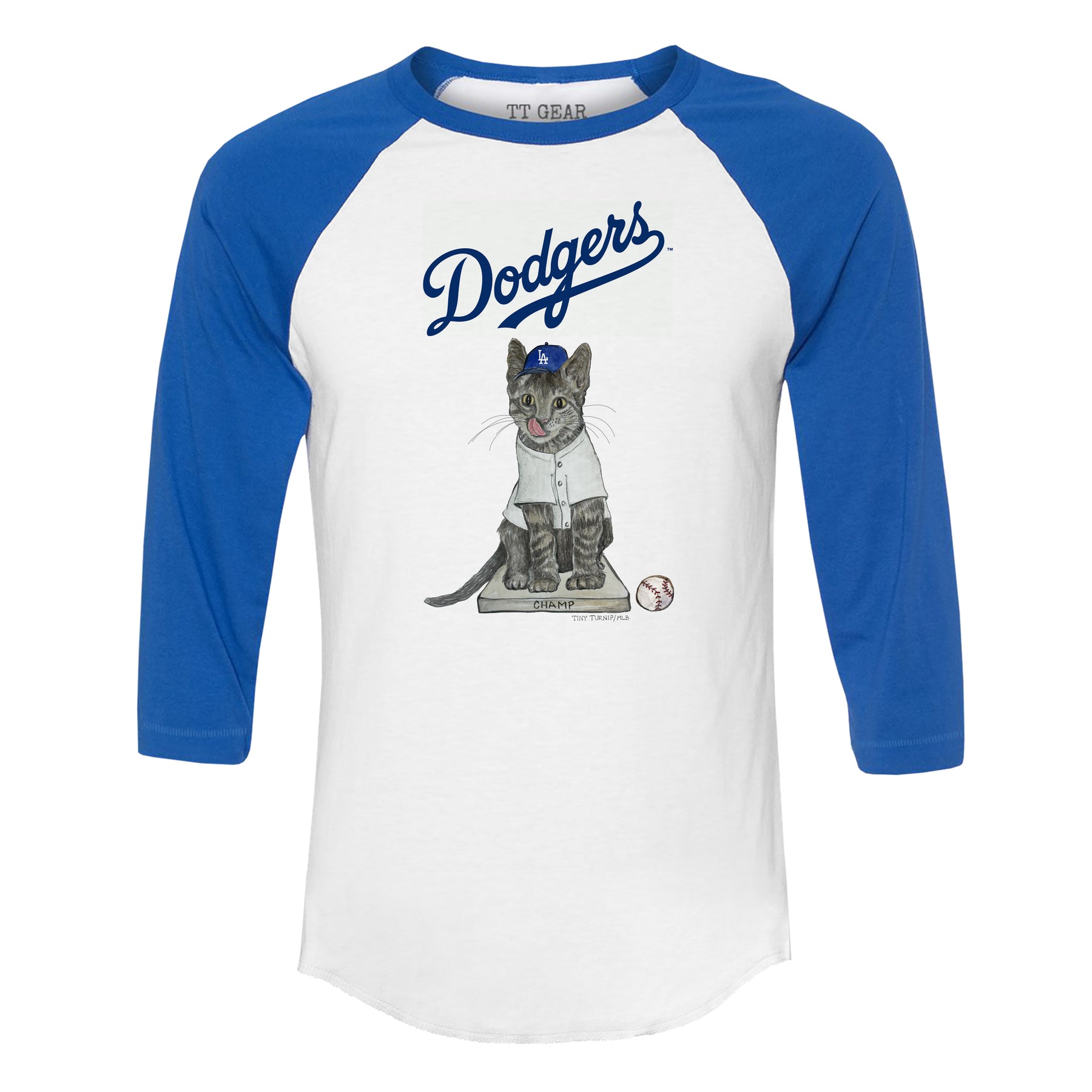 LA Dodgers Chelsea Freeman Champ the Cat 3/4 Royal Blue Sleeve Raglan