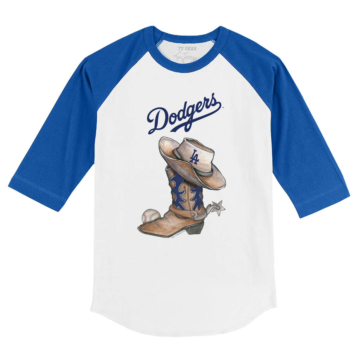 Los Angeles Dodgers Cowboy Boot 3/4 Royal Blue Sleeve Raglan