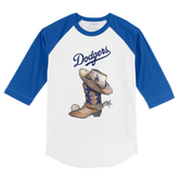 Los Angeles Dodgers Cowboy Boot 3/4 Royal Blue Sleeve Raglan