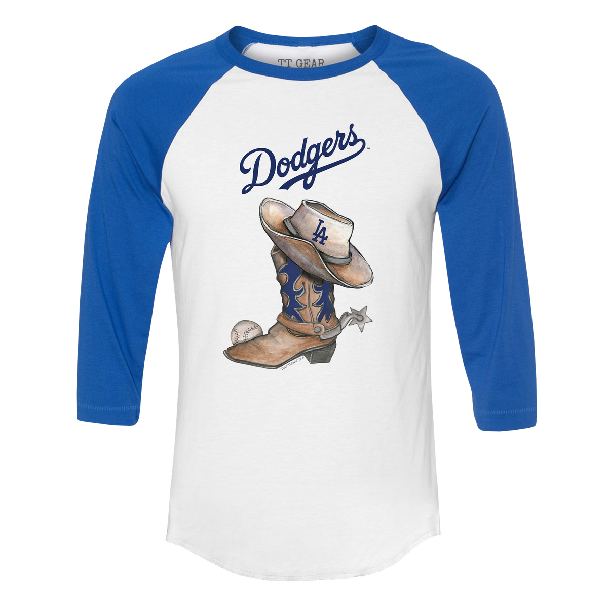 Los Angeles Dodgers Cowboy Boot 3/4 Royal Blue Sleeve Raglan