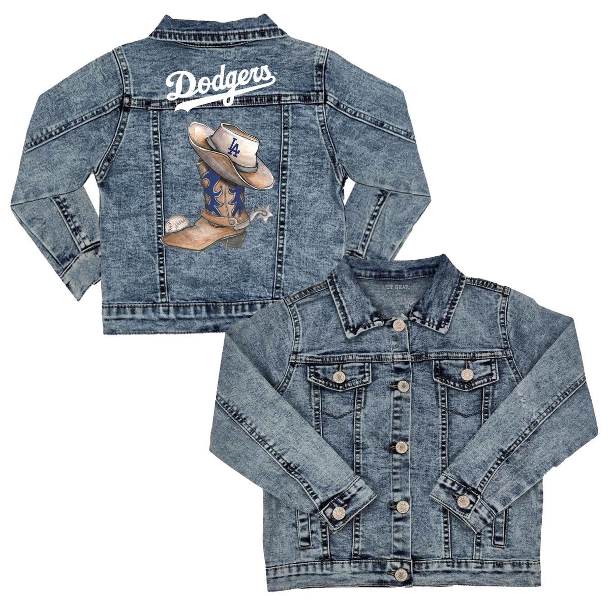 Los Angeles Dodgers Cowboy Boot Kid's Denim Jacket