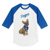 Los Angeles Dodgers French Bulldog 3/4 Royal Blue Sleeve Raglan