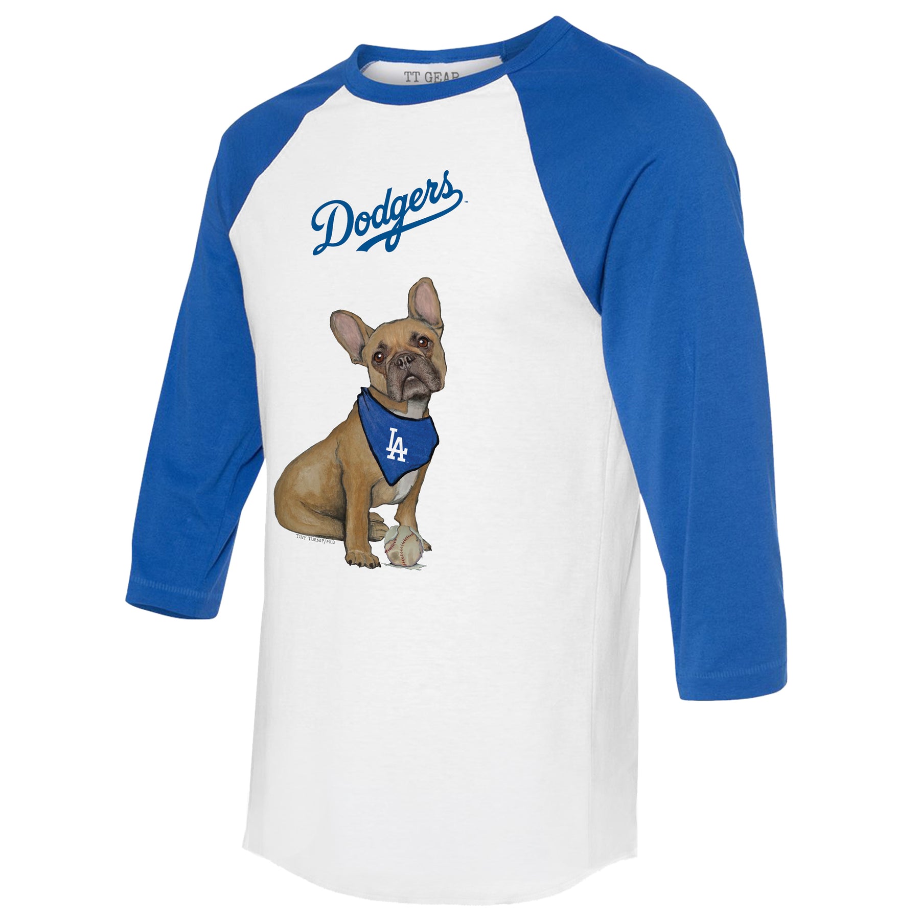 Los Angeles Dodgers French Bulldog 3/4 Royal Blue Sleeve Raglan