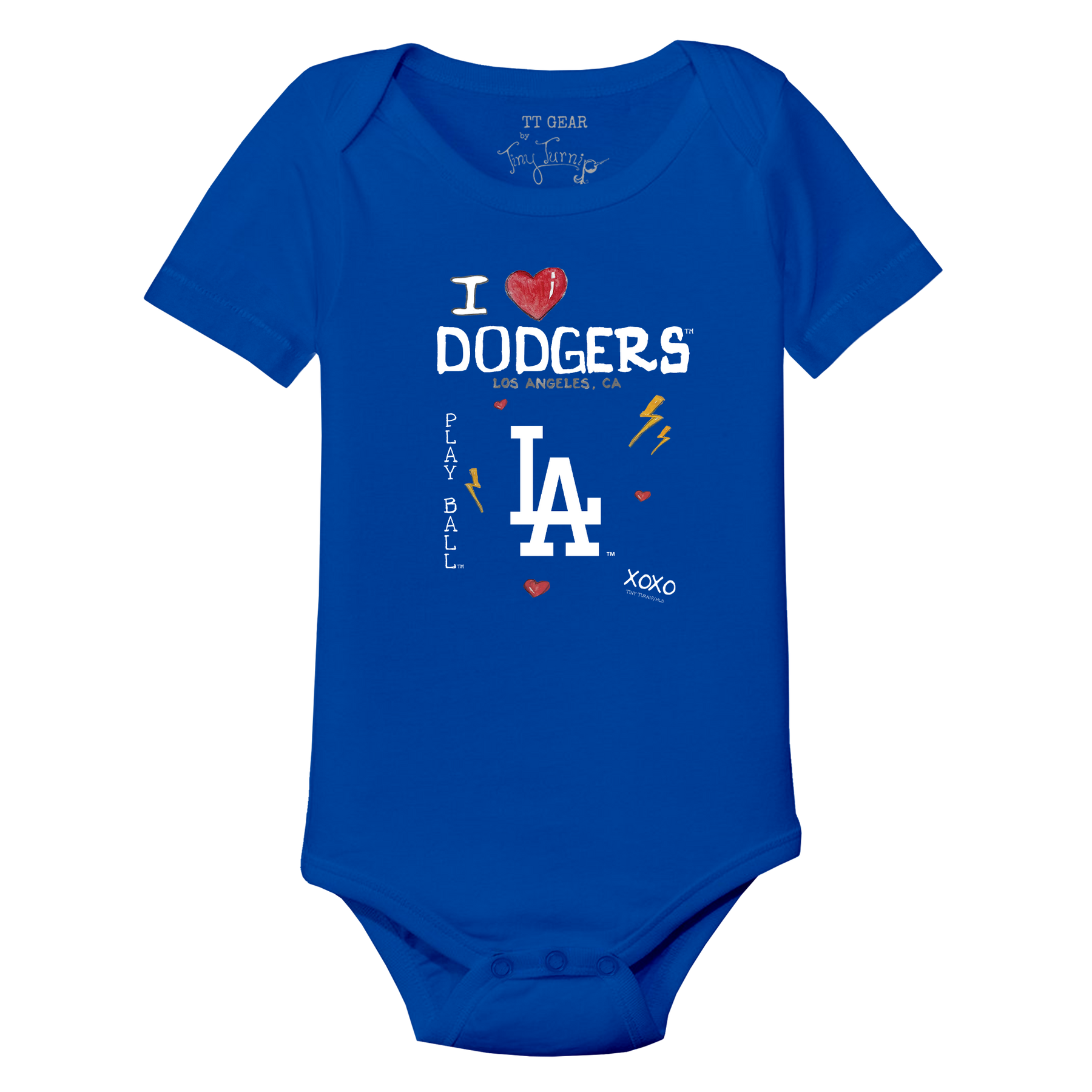 I Heart Dodgers Short Sleeve Snapper - Tiny Turnip