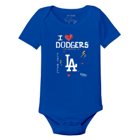 I Heart Dodgers Short Sleeve Snapper - Tiny Turnip