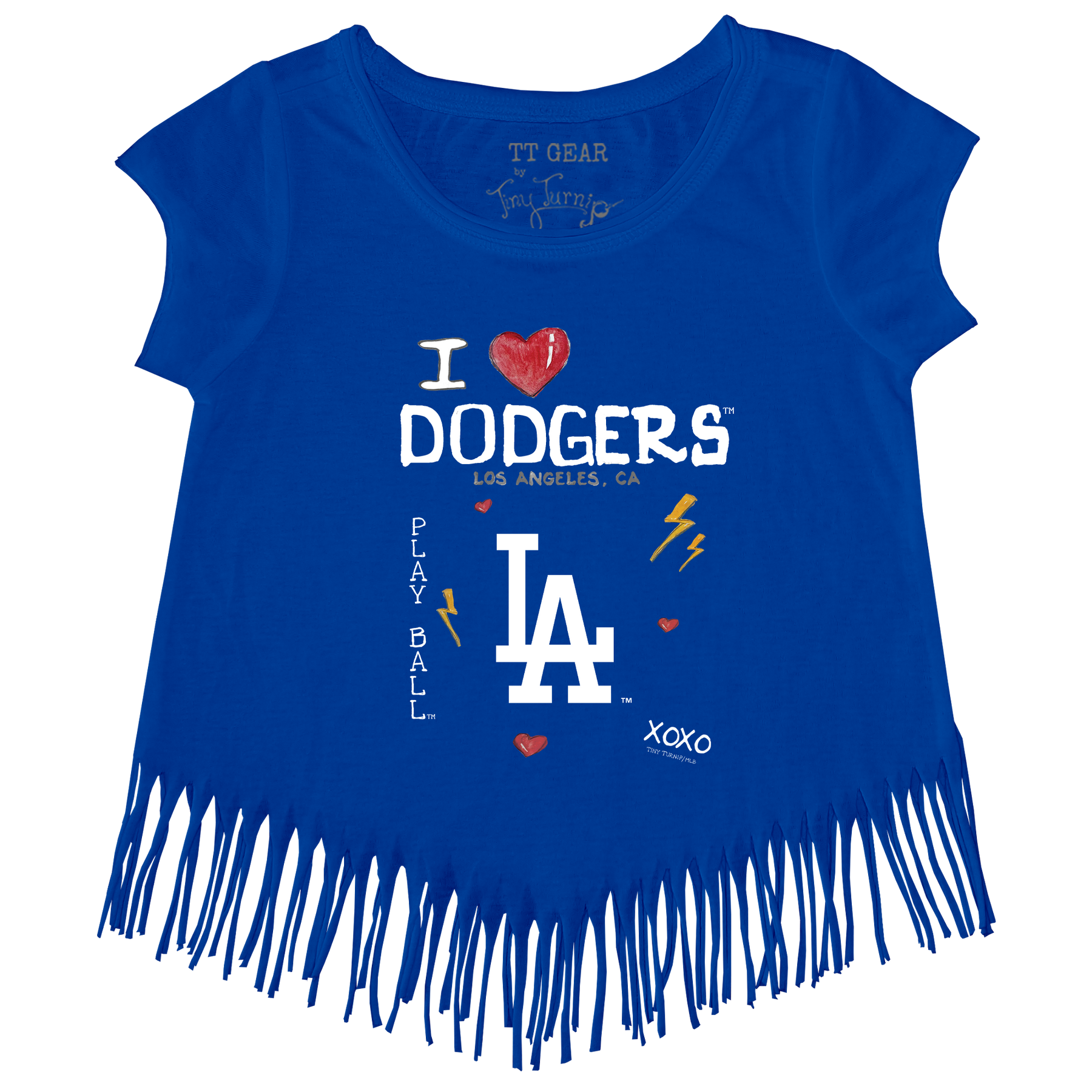 I Heart Dodgers Fringe Tee - Tiny Turnip