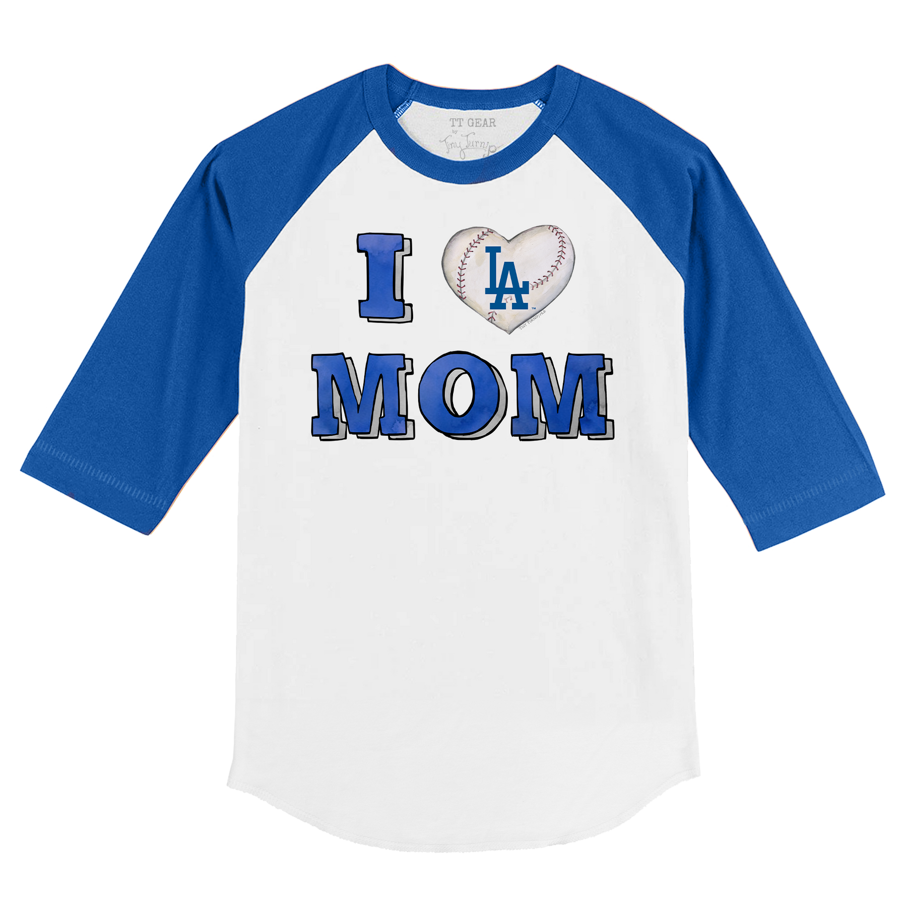 Los Angeles Dodgers I Love Mom 3/4 Royal Blue Sleeve Raglan