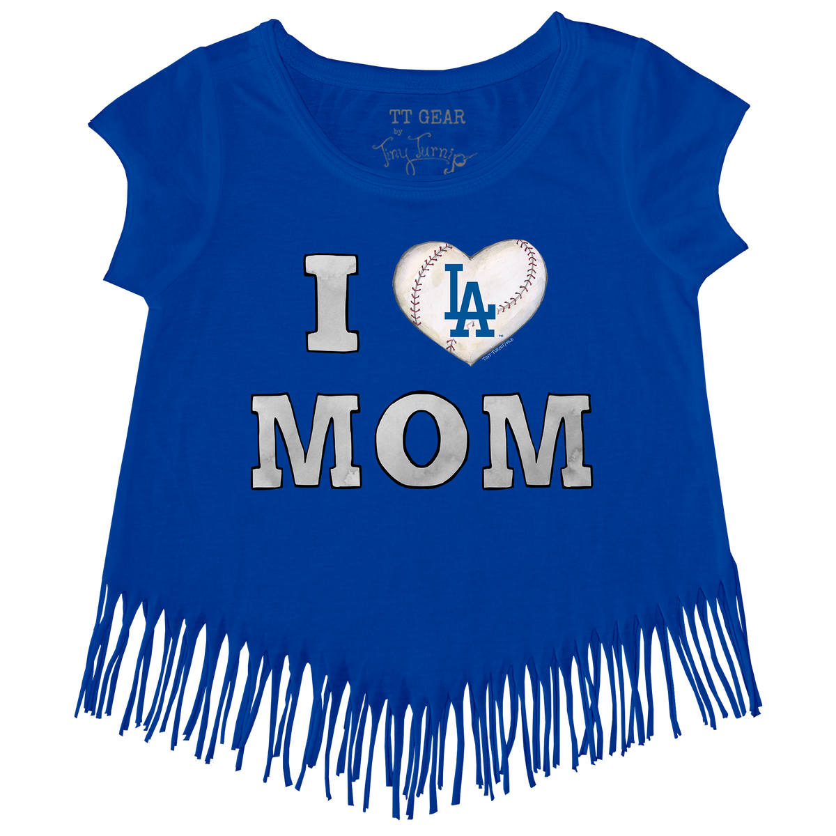 Los Angeles Dodgers I Love Mom Fringe Tee