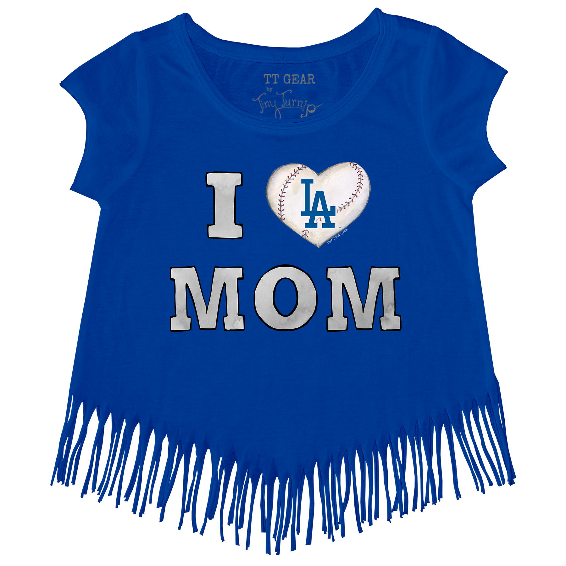 Los Angeles Dodgers I Love Mom Fringe Tee