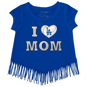 Los Angeles Dodgers I Love Mom Fringe Tee