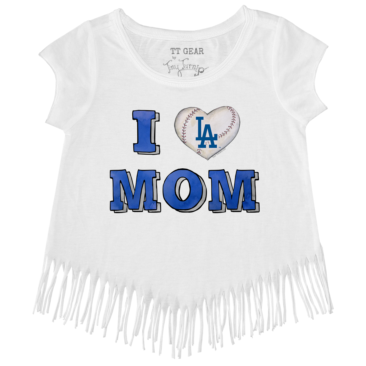 Los Angeles Dodgers I Love Mom Fringe Tee