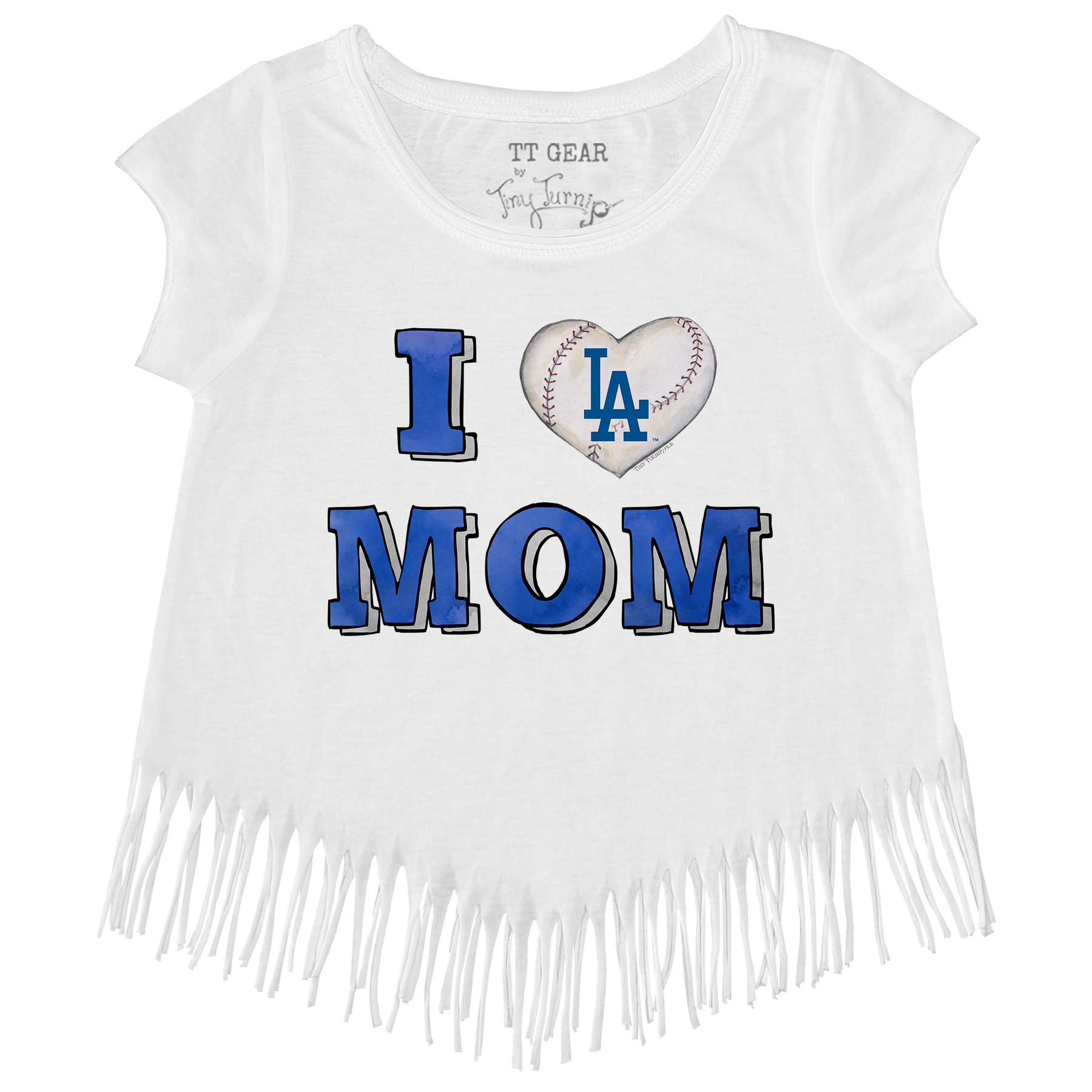 Los Angeles Dodgers I Love Mom Fringe Tee