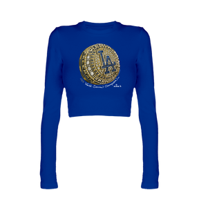 LA Dodgers Chelsea Freeman 2024 World Series Ring Womens Fitted Crop Long Sleeve