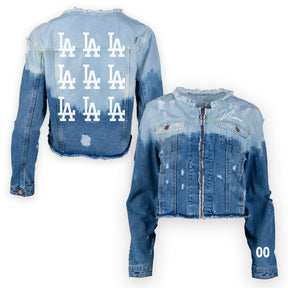 Los Angeles Dodgers Dip-Dyed Khloe Denim Logo Grid