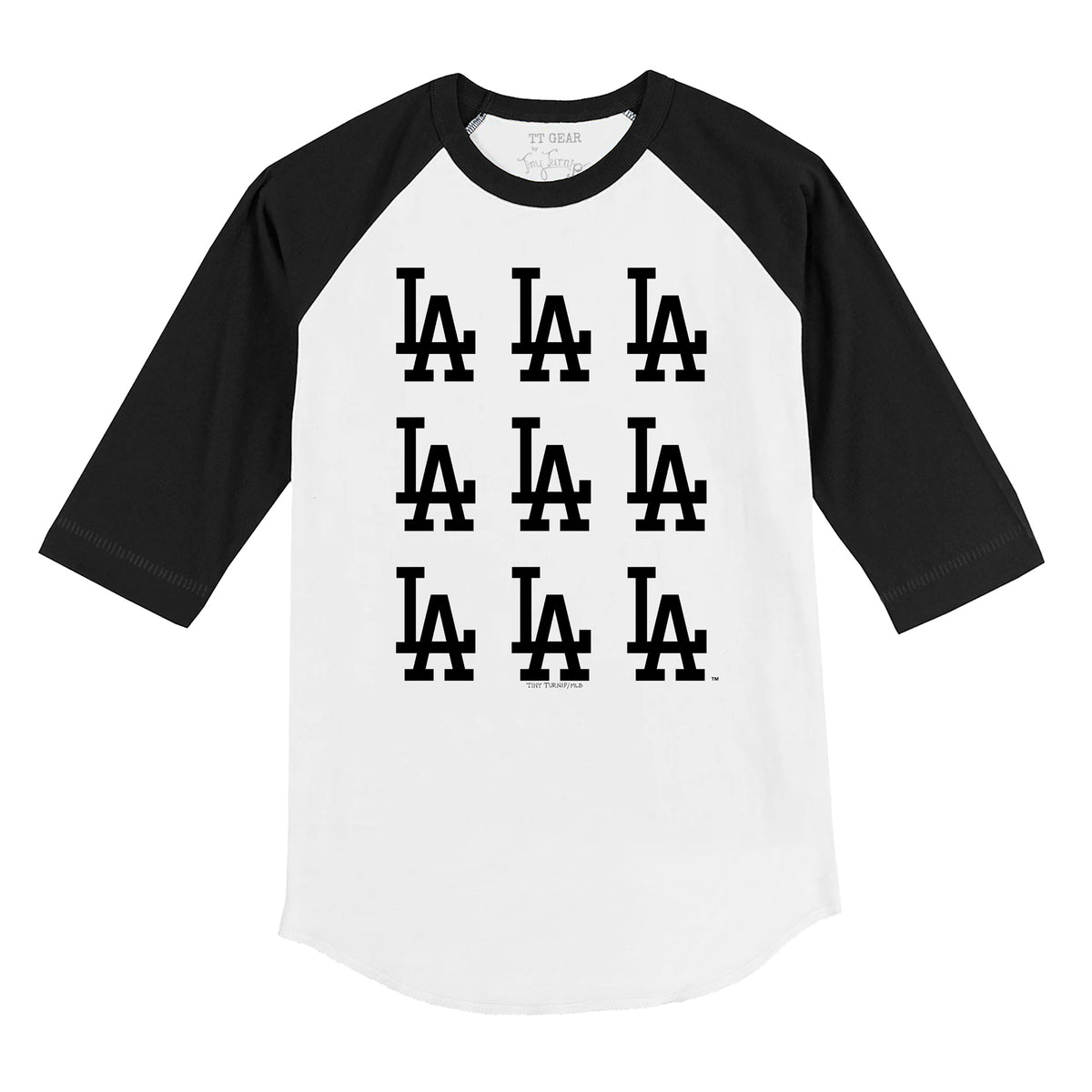 Los Angeles Dodgers Logo Grid 3/4 Black Sleeve Raglan