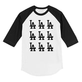 Los Angeles Dodgers Logo Grid 3/4 Black Sleeve Raglan