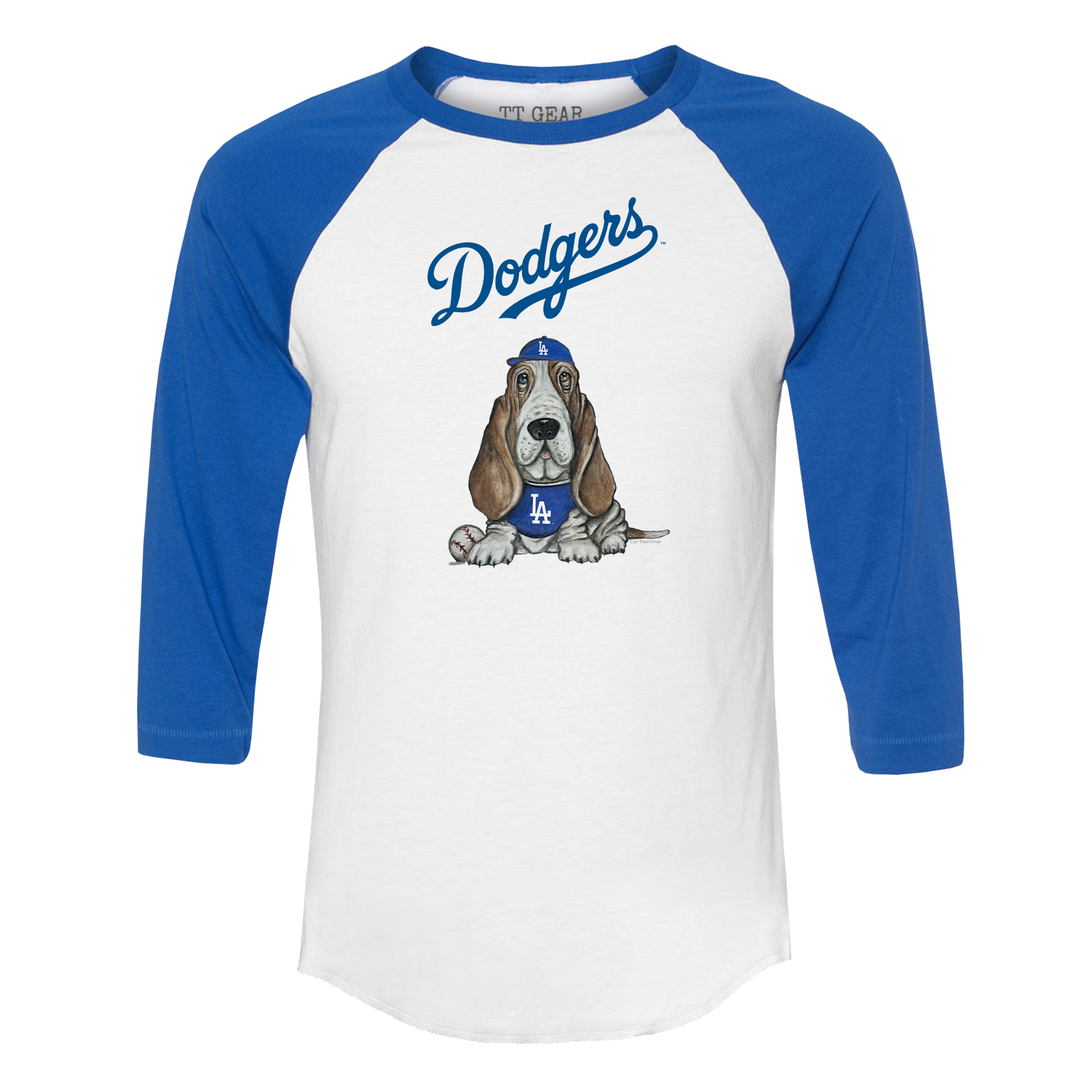 Los Angeles Dodgers Puddy 3/4 Royal Blue Sleeve Raglan - Tiny Turnip