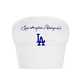Los Angeles Dodgers Logo Script Crop Tube Top