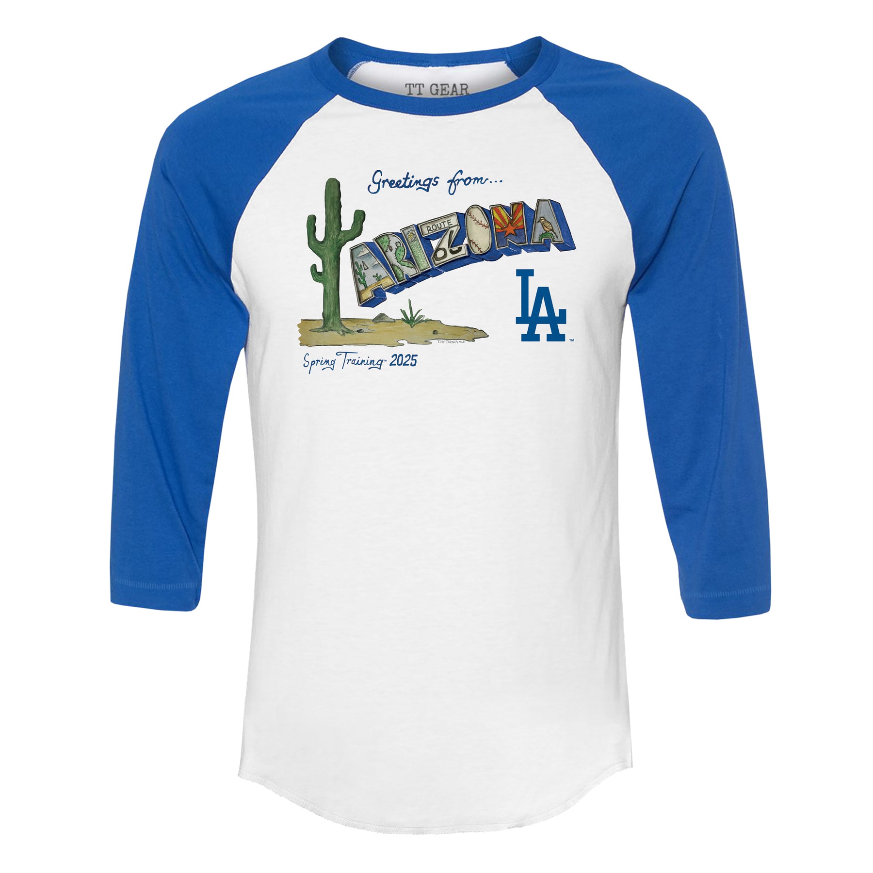 Los Angeles Dodgers Spring Training 2025 3/4 Royal Blue Sleeve Raglan