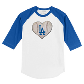 Los Angeles Dodgers Stitched Heart 3/4 Royal Blue Sleeve Raglan - Tiny Turnip