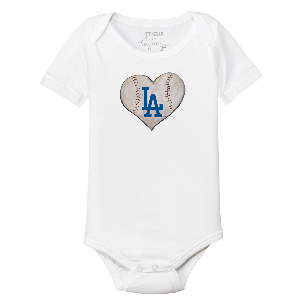 Los Angeles Dodgers Stitched Heart Short Sleeve Snapper - Tiny Turnip