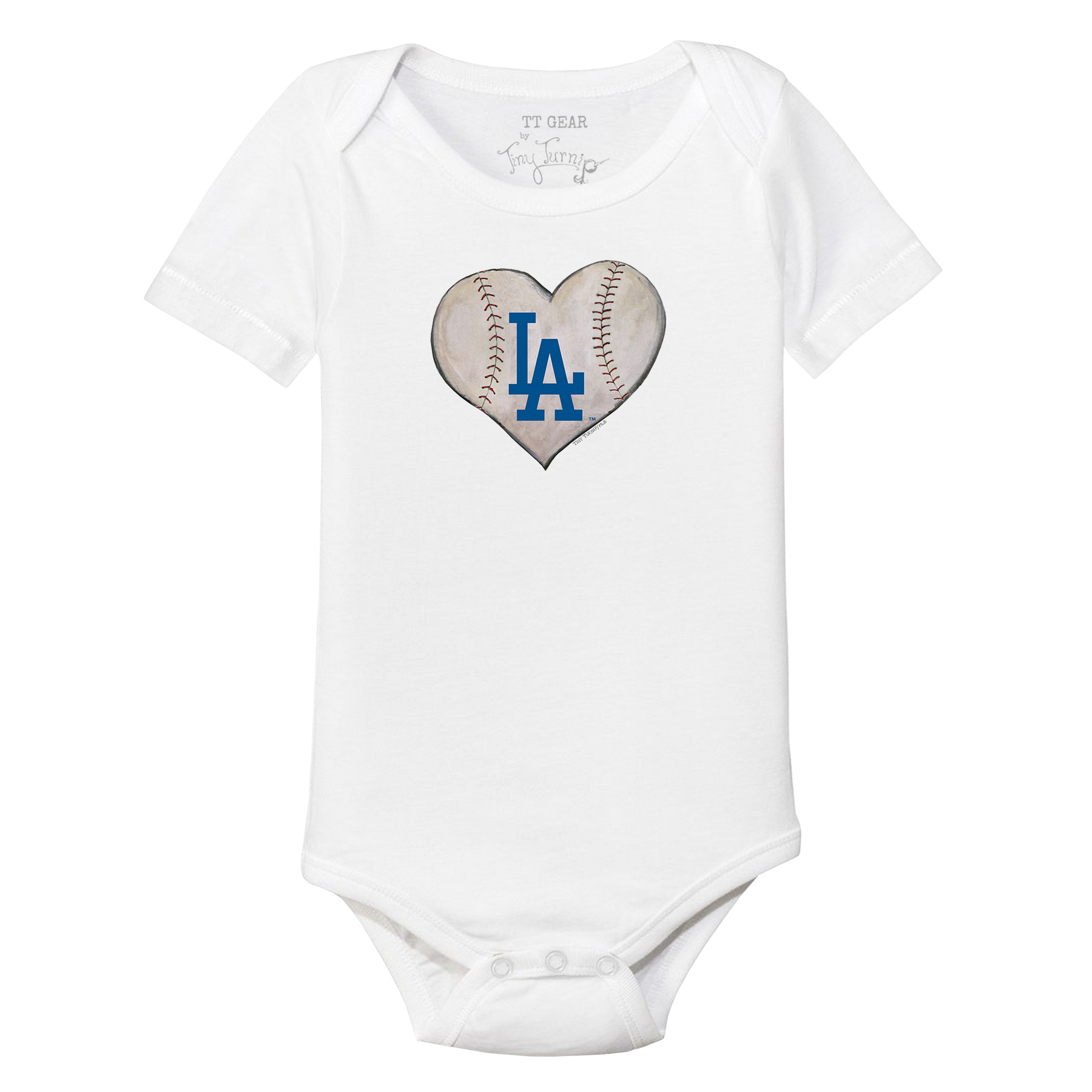 Los Angeles Dodgers Stitched Heart Short Sleeve Snapper - Tiny Turnip