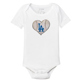 Los Angeles Dodgers Stitched Heart Short Sleeve Snapper - Tiny Turnip
