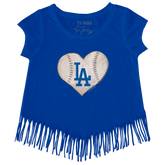 Los Angeles Dodgers Stitched Heart Fringe Tee - Tiny Turnip