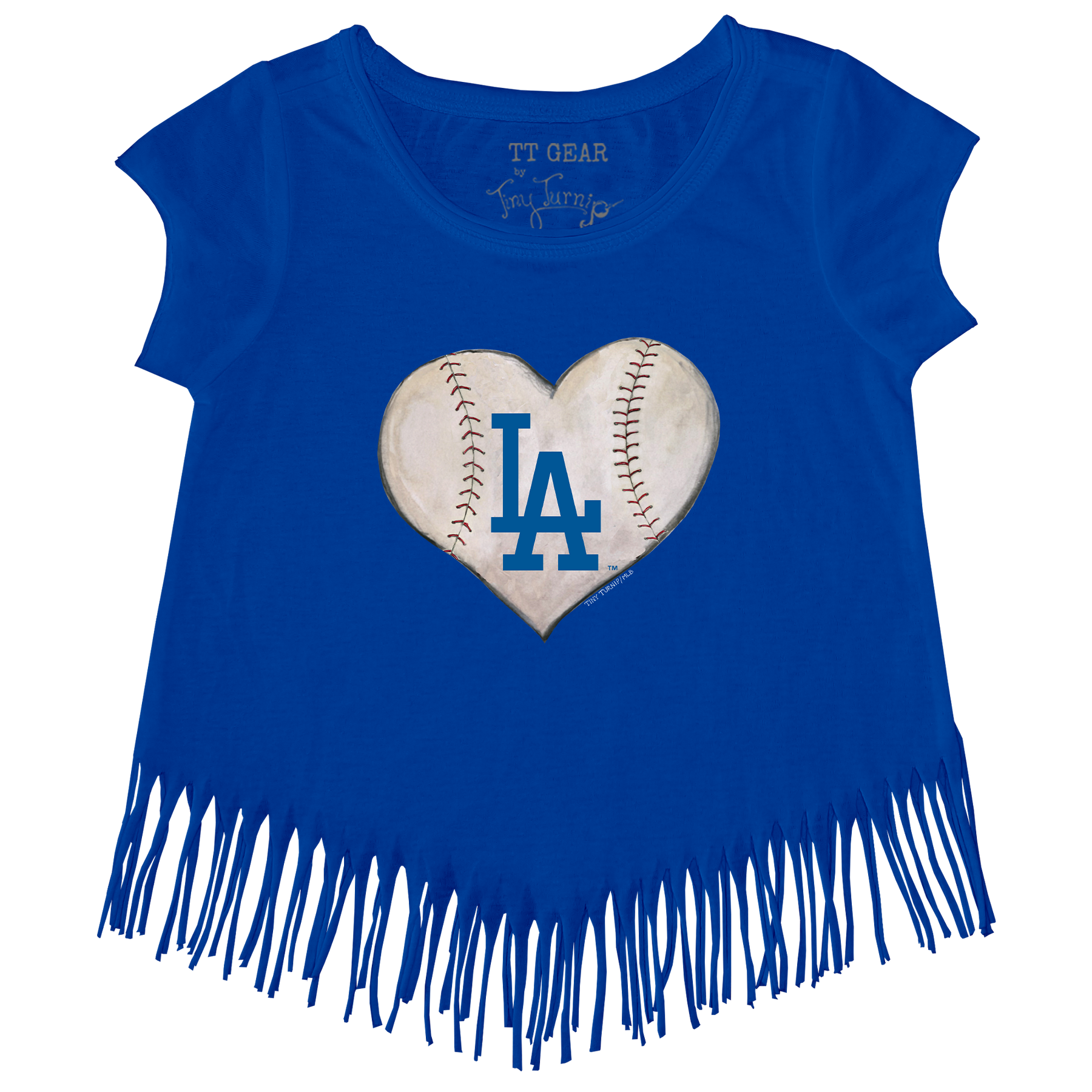 Los Angeles Dodgers Stitched Heart Fringe Tee - Tiny Turnip