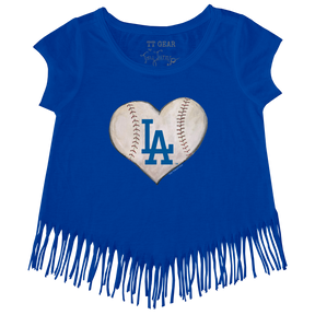Los Angeles Dodgers Stitched Heart Fringe Tee - Tiny Turnip