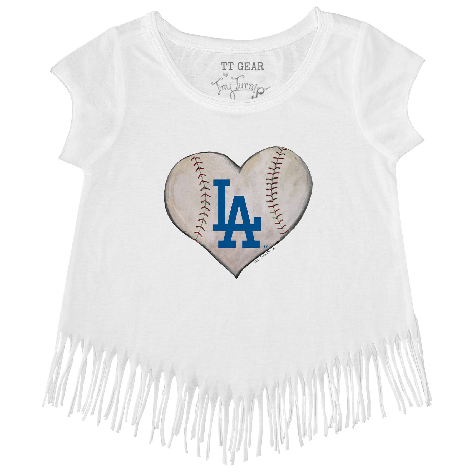 Los Angeles Dodgers Stitched Heart Fringe Tee - Tiny Turnip